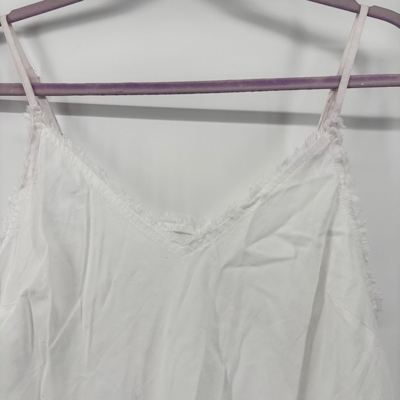 Bella Dahl White Frayed Raw Edge V-Neck Tencel Cami Top XS - Picture 4 of 11